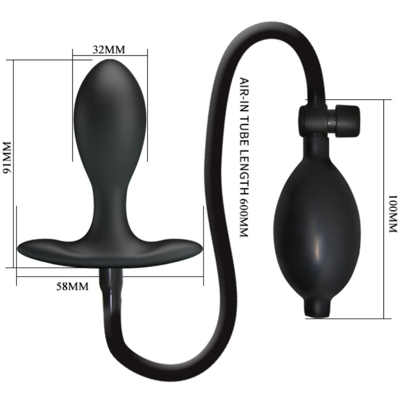 PRETTY LOVE - Inflatable Anal Plug Black