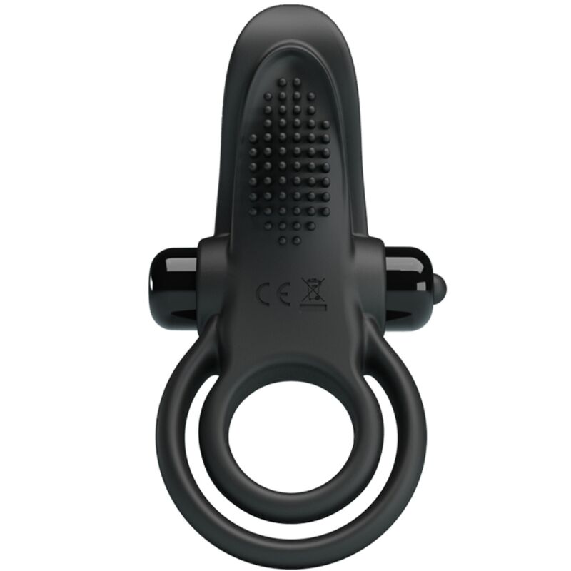 PRETTY LOVE - Double Vibrating Ring + Clitoris Stimulator 10 Vibrations Black