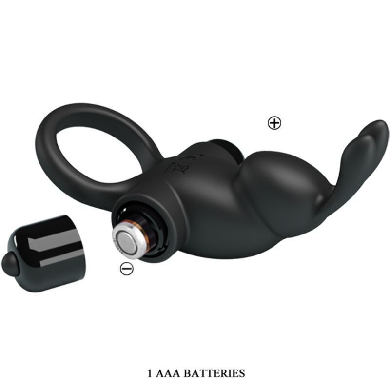 PRETTY LOVE - Vibrating Ring + Rabbit Clitoris Stimulator 10 Vibrations Black