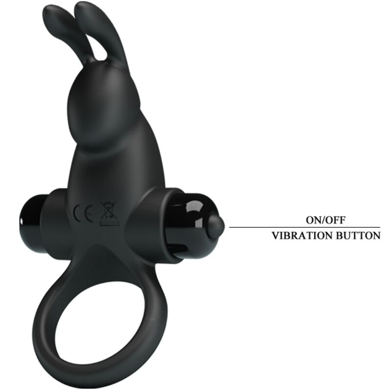 PRETTY LOVE - Vibrating Ring + Rabbit Clitoris Stimulator 10 Vibrations Black