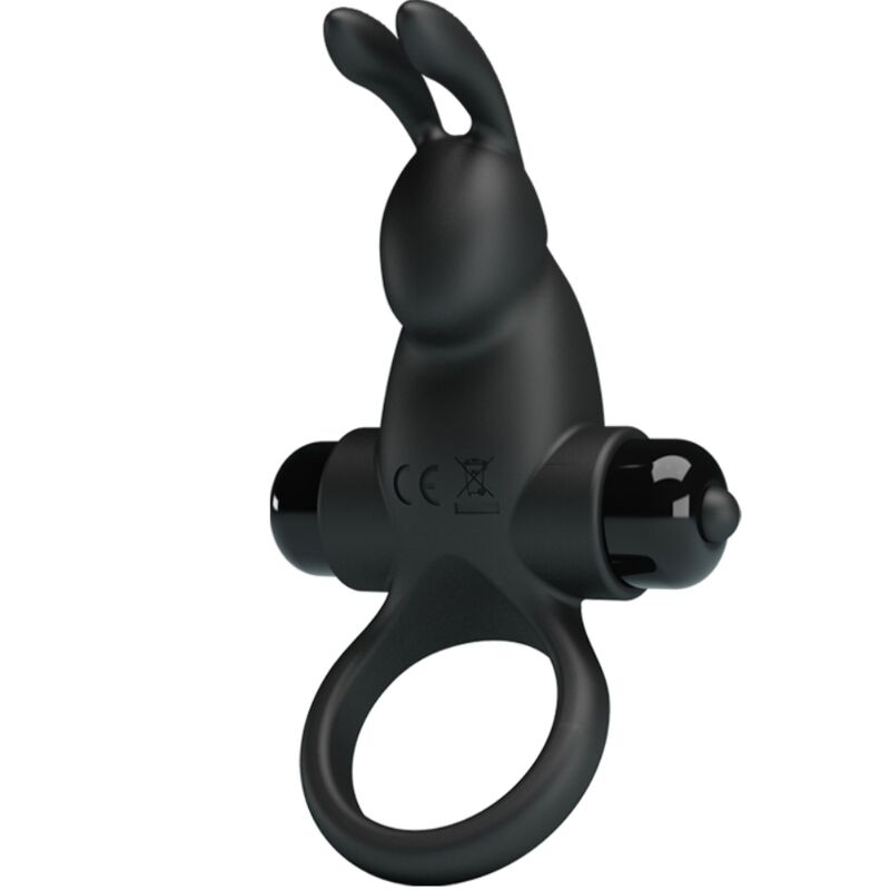 PRETTY LOVE - Vibrating Ring + Rabbit Clitoris Stimulator 10 Vibrations Black