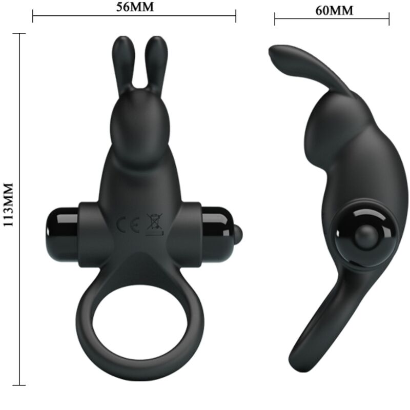 PRETTY LOVE - Vibrating Ring + Rabbit Clitoris Stimulator 10 Vibrations Black