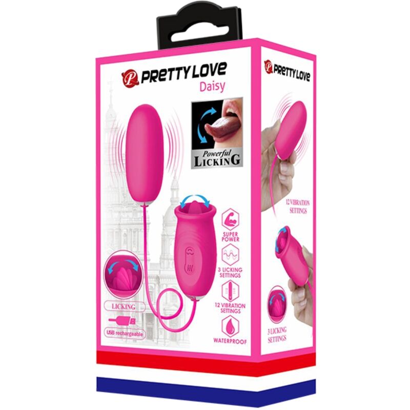PRETTY LOVE - Daisy Vibrating Egg + Clitoris Stimulating Tongue Pink