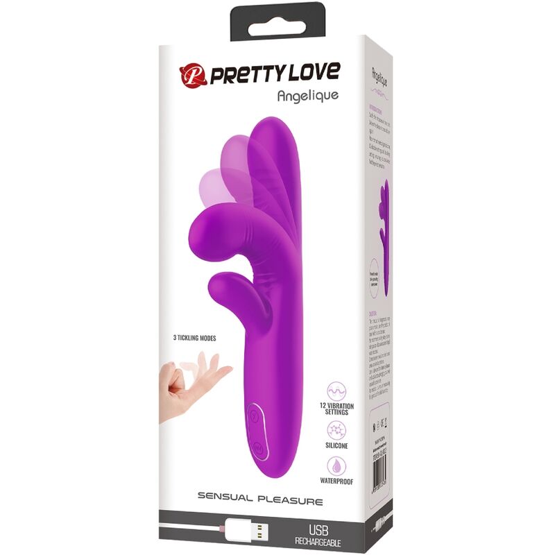 PRETTY LOVE - Angelique Multifunction Vibrator + Clitoris Stimulator Purple