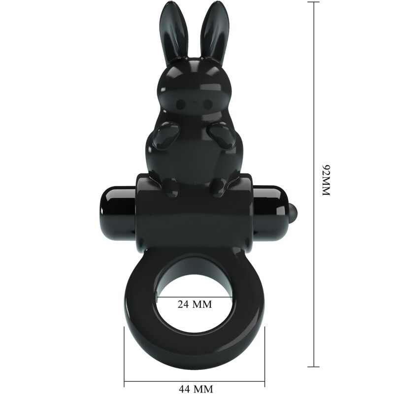 PRETTY LOVE - Exciting Ring Rabbit Vibrator Ring 10 Vibrations Zwart