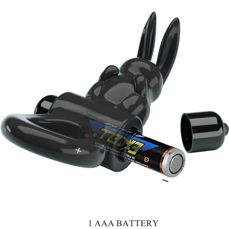 PRETTY LOVE - Exciting Ring Rabbit Vibrator Ring 10 Vibrations Zwart