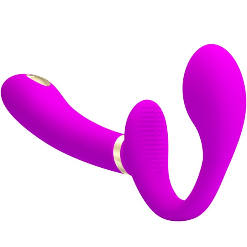 PRETTY LOVE - Thunderbird Double Strap-On Vibrator Afstandsbediening Paars