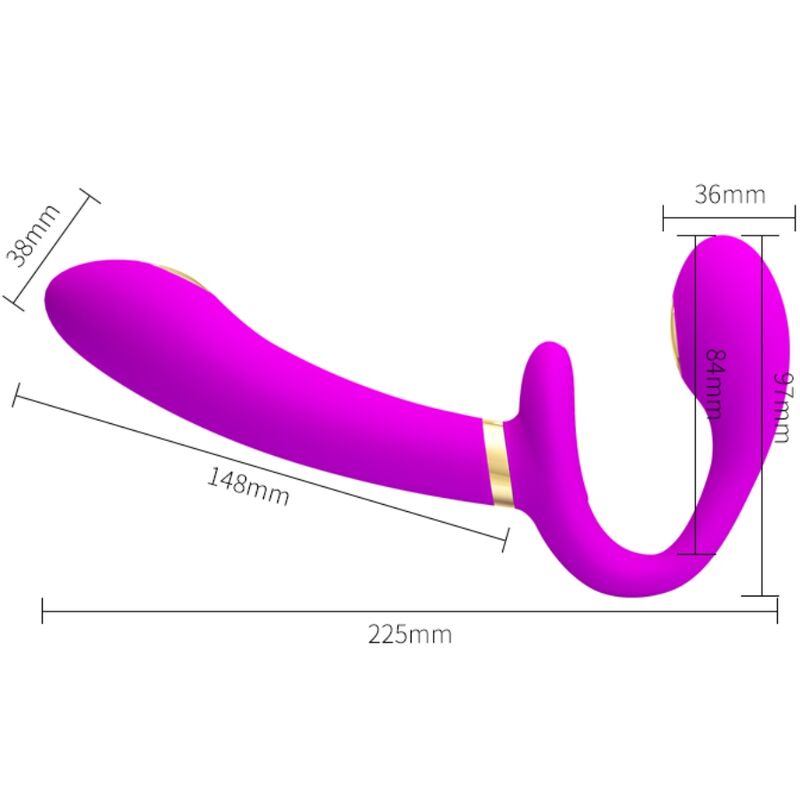 PRETTY LOVE - Thunderbird Double Strap-On Vibrator Afstandsbediening Paars