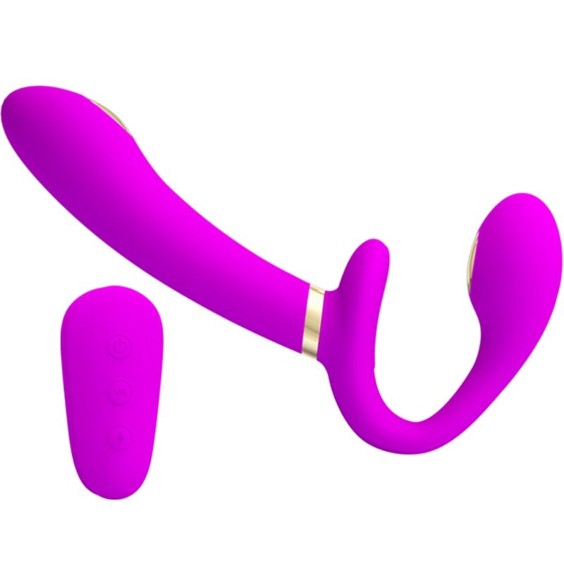 PRETTY LOVE - Thunderbird Double Strap-On Vibrator Afstandsbediening Paars