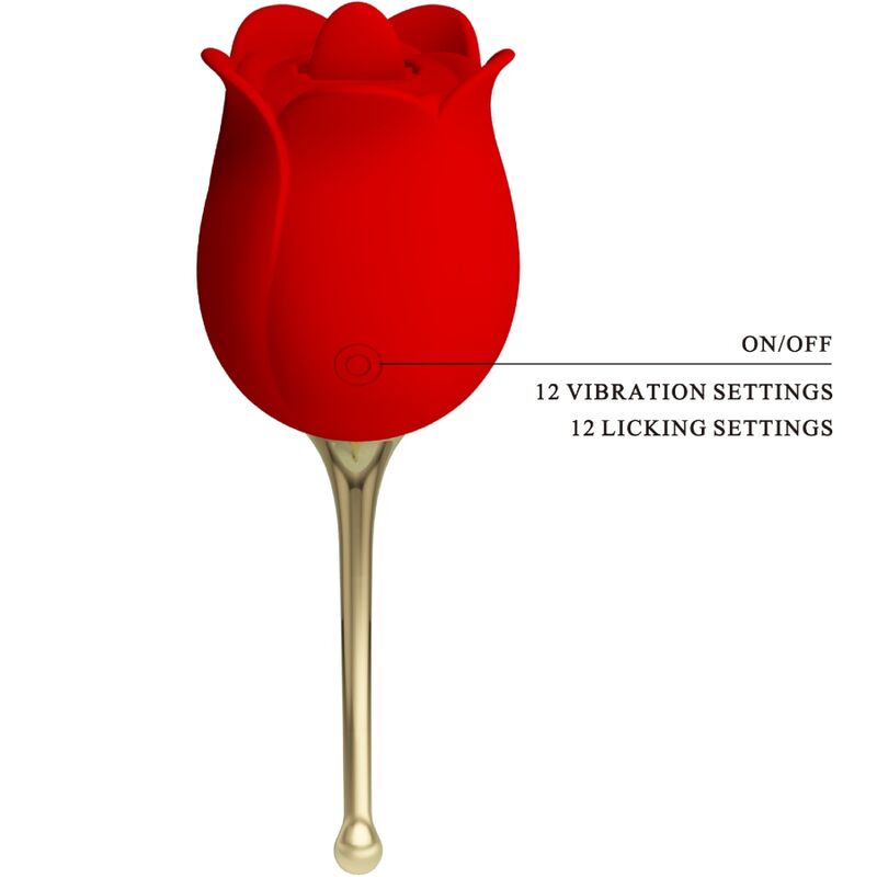 PRETTY LOVE - Rose Lover Rose Clitoris Stimulator 12 Vibrations Red