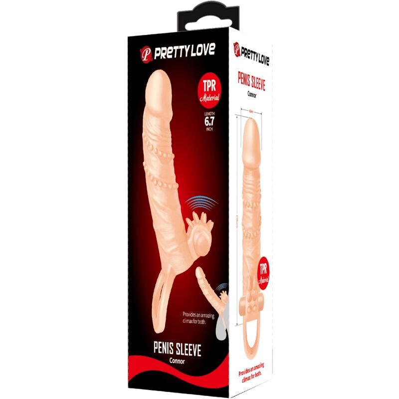 PRETTY LOVE - Connor Penis Sleeve + Clitoris Stimulator Flesh