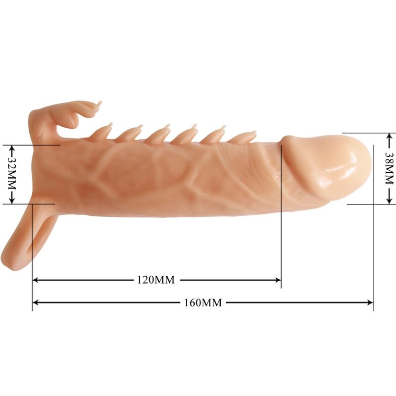 PRETTY LOVE - Emmit Penis Sleeve + Clitoris Stimulator Flesh
