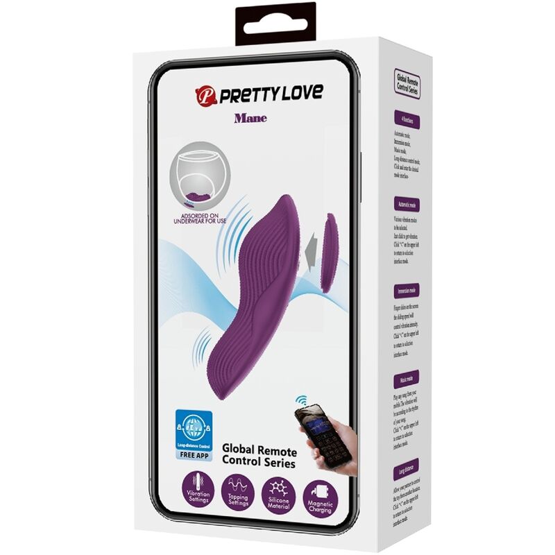 PRETTY LOVE - Mane Lay On Clitoris Massager 10 Vibrations Remote Control Purple