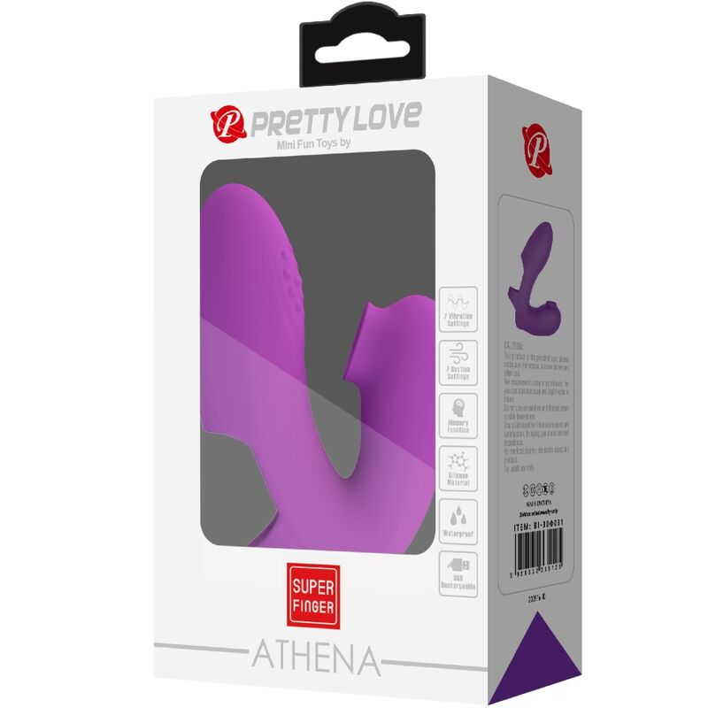 PRETTY LOVE - Athena Finger Vibrator With Clitoris Stimulator Purple