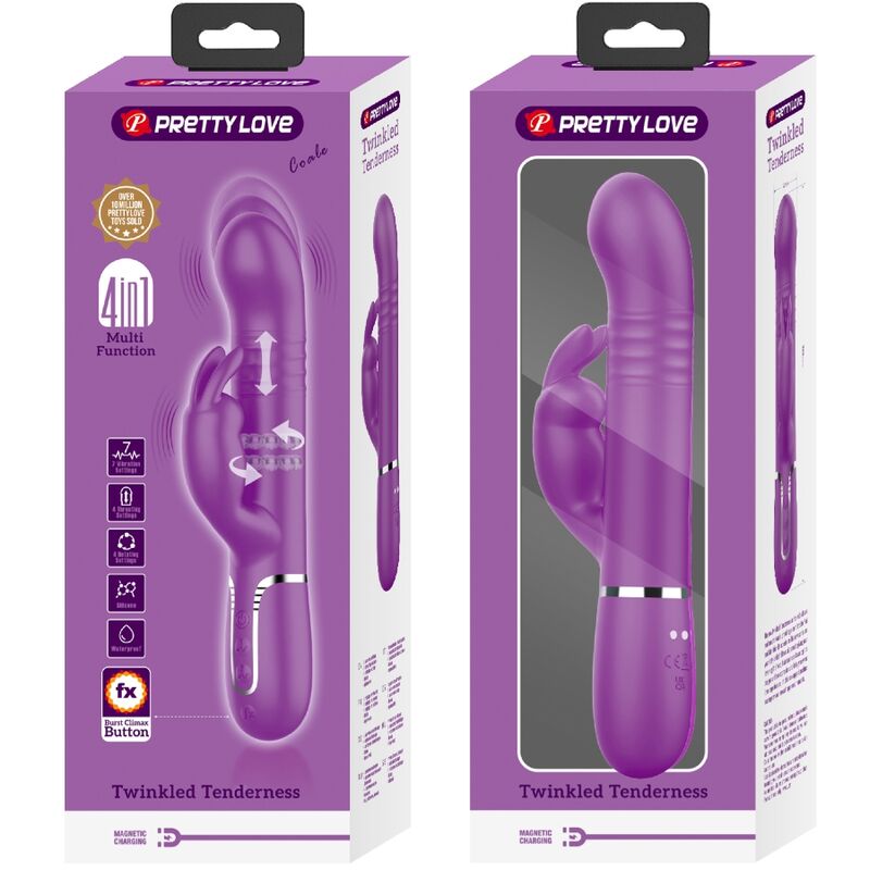 PRETTY LOVE - Coale 4 In 1 Multifunction Rabbit Vibrator  Paars