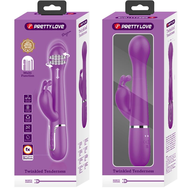 PRETTY LOVE - Dejon 3 In 1 Multifunction Rabbit Vibrator  Purple