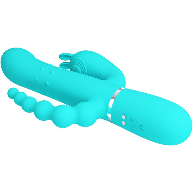 PRETTY LOVE - Cammy 4 In 1 Multifunction Tripple Rabbit Vibrator  Blue