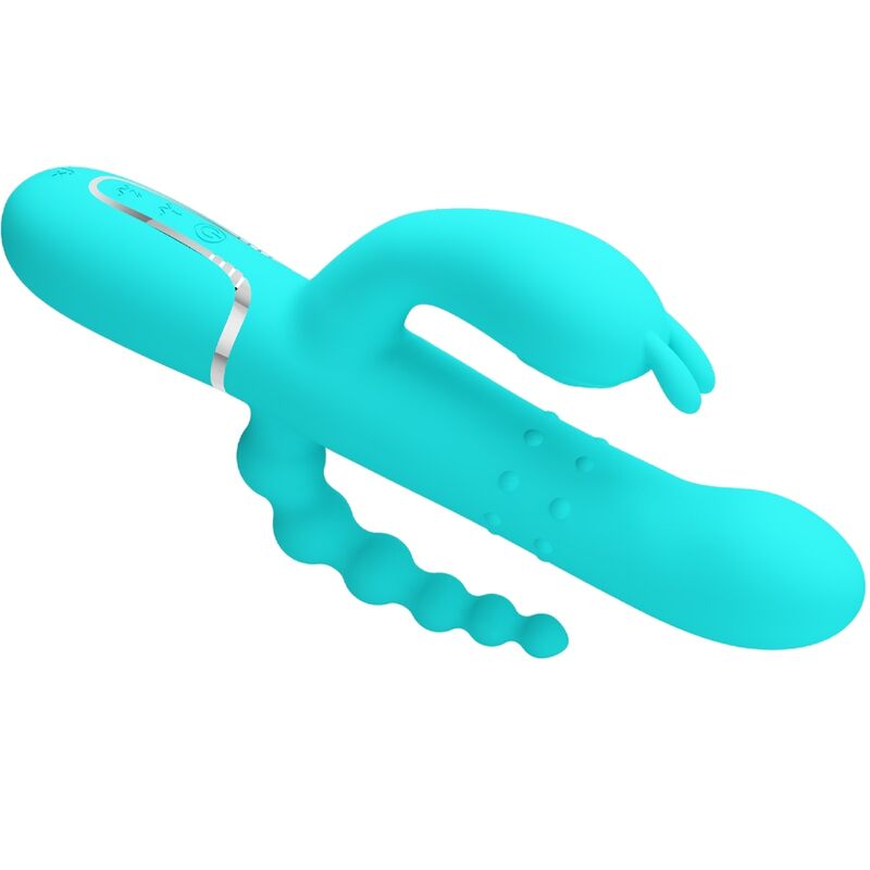 PRETTY LOVE - Cammy 4 In 1 Multifunction Tripple Rabbit Vibrator  Blue