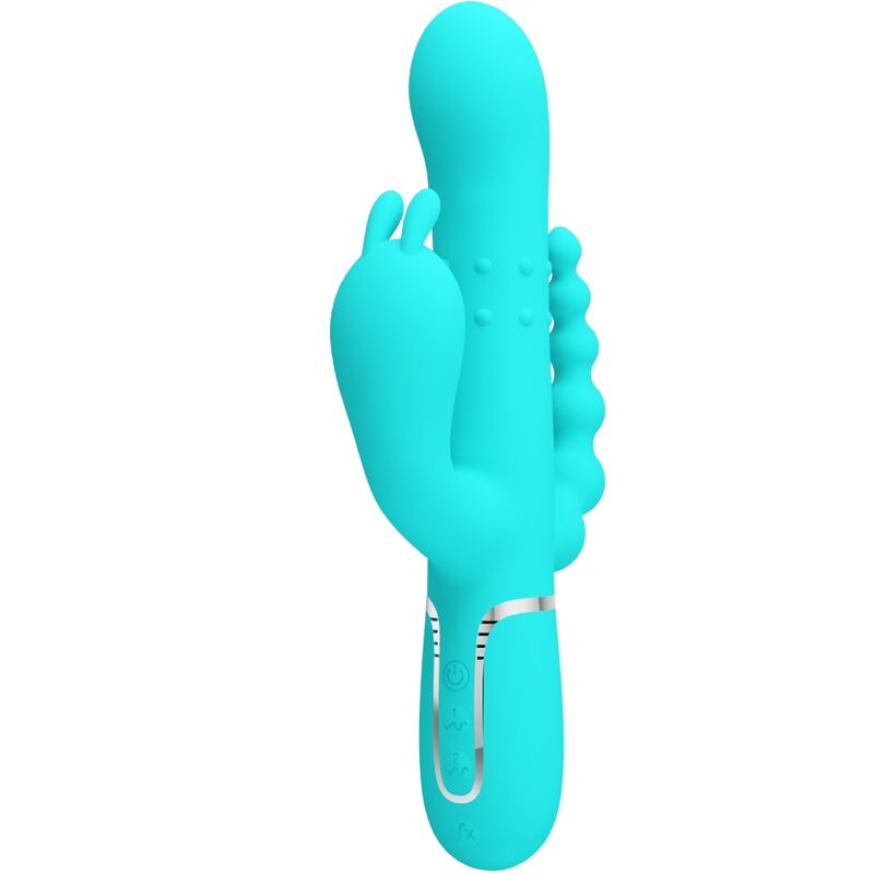 PRETTY LOVE - Cammy 4 In 1 Multifunction Tripple Rabbit Vibrator  Blue