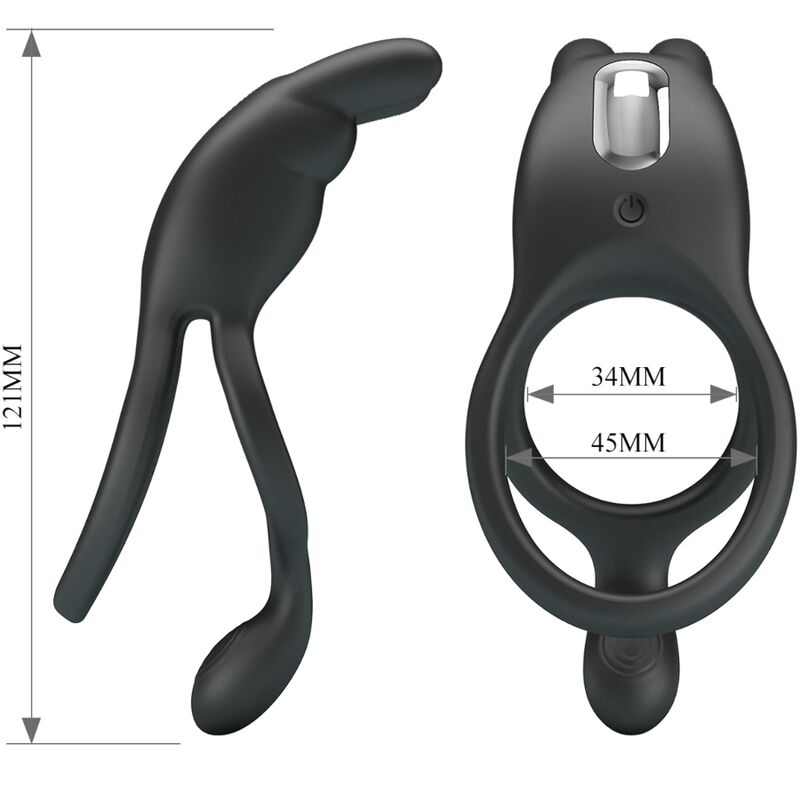 PRETTY LOVE - Seth Double Vibrating Ring Rabbit 7 Vibrations Black