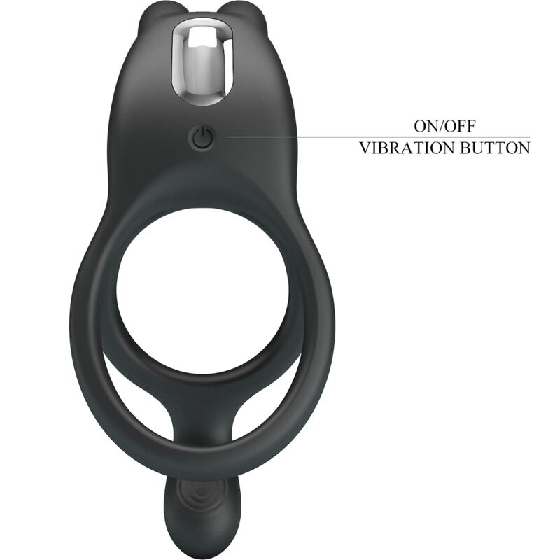 PRETTY LOVE - Seth Double Vibrating Ring Rabbit 7 Vibrations Black