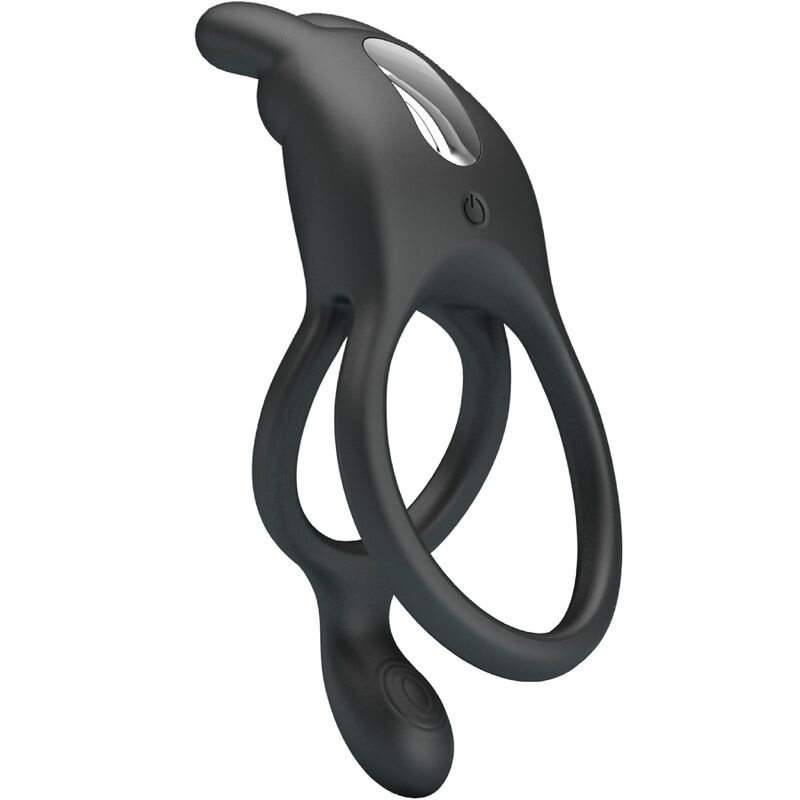 PRETTY LOVE - Seth Double Vibrating Ring Rabbit 7 Vibrations Black