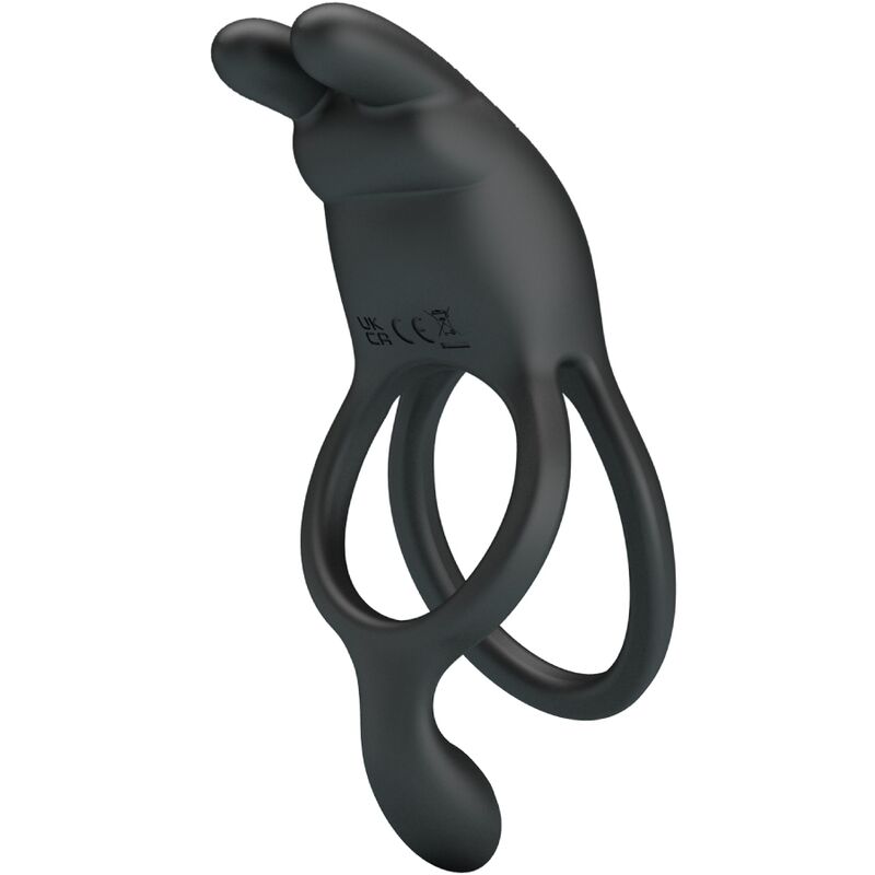PRETTY LOVE - Seth Double Vibrating Ring Rabbit 7 Vibrations Black
