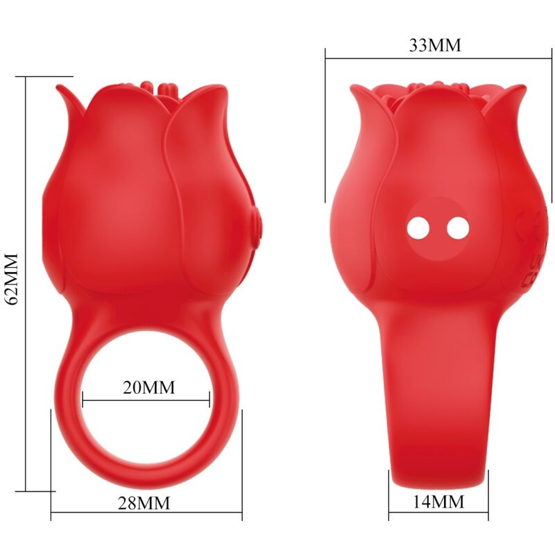 PRETTY LOVE - Jae Rose Shaped Finger Vibrator 10 Vibrations Red