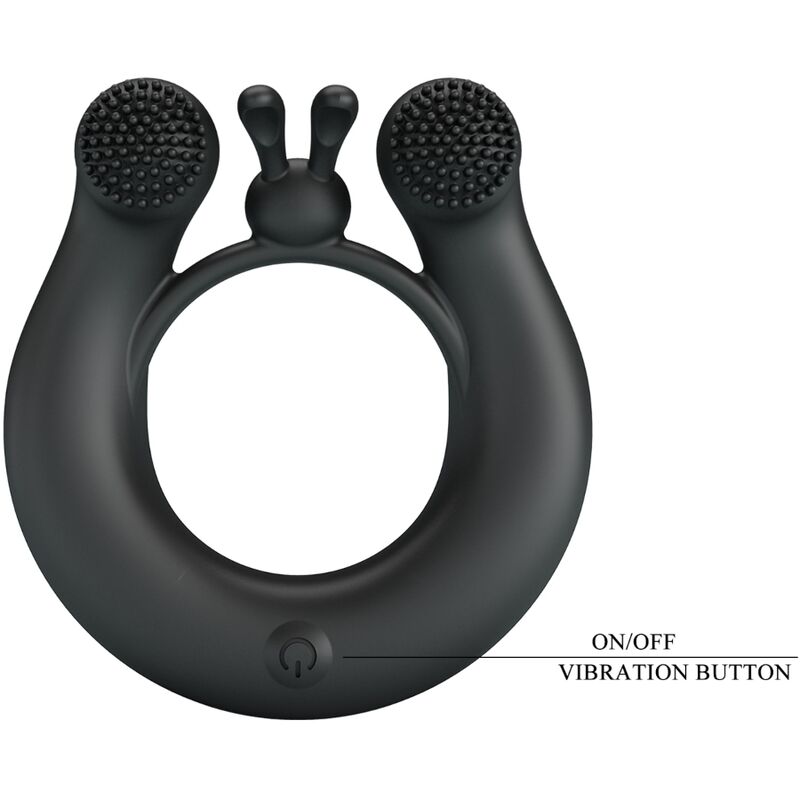 PRETTY LOVE - Dahlia Vibrating Ring + Clitoris Stimulator 12 Vibrations Black