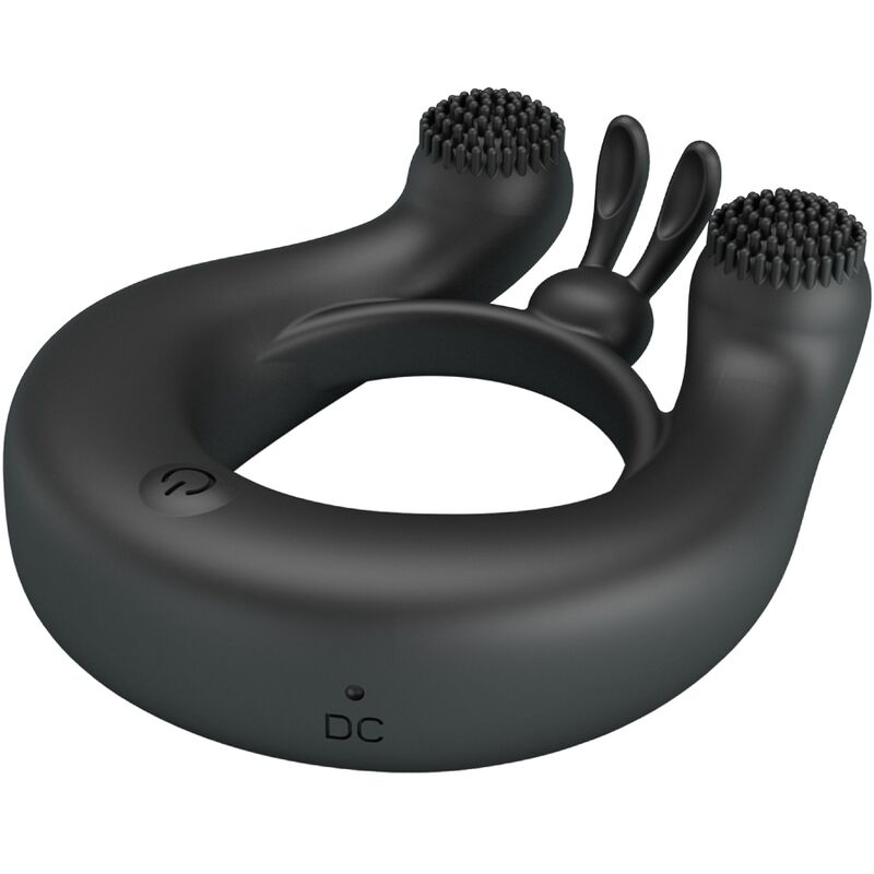 PRETTY LOVE - Dahlia Vibrating Ring + Clitoris Stimulator 12 Vibrations Black