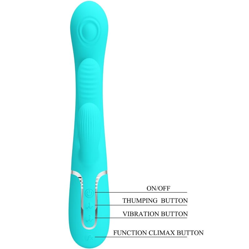 PRETTY LOVE - Shania Triple Rabbit Multifunction Vibrator 3 In 1 Blauw