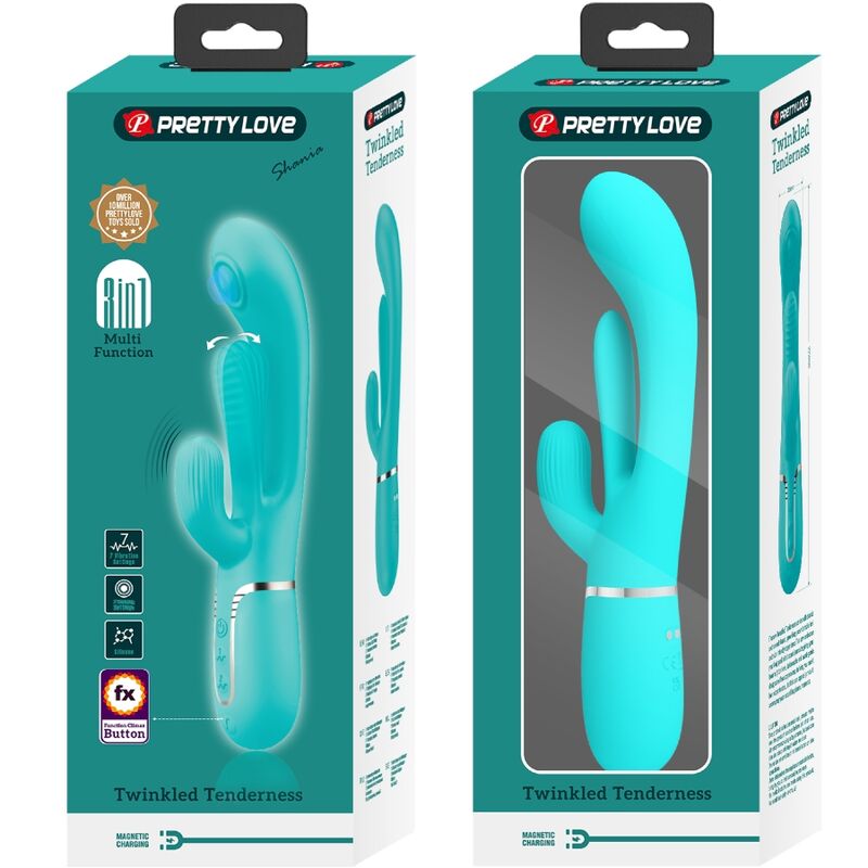 PRETTY LOVE - Shania Triple Rabbit Multifunction Vibrator 3 In 1 Blauw