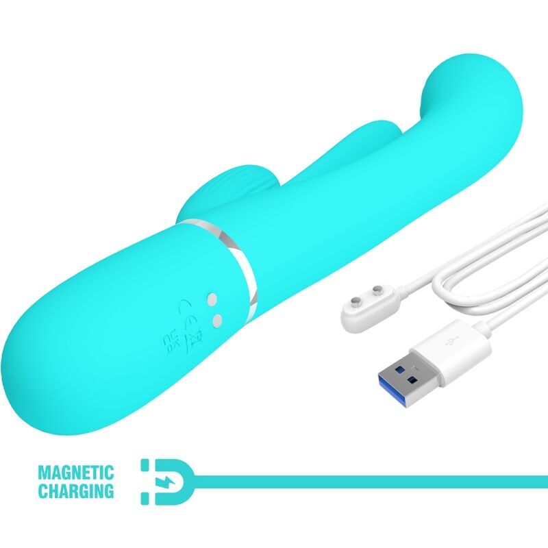 PRETTY LOVE - Shania Triple Rabbit Multifunction Vibrator 3 In 1 Blauw