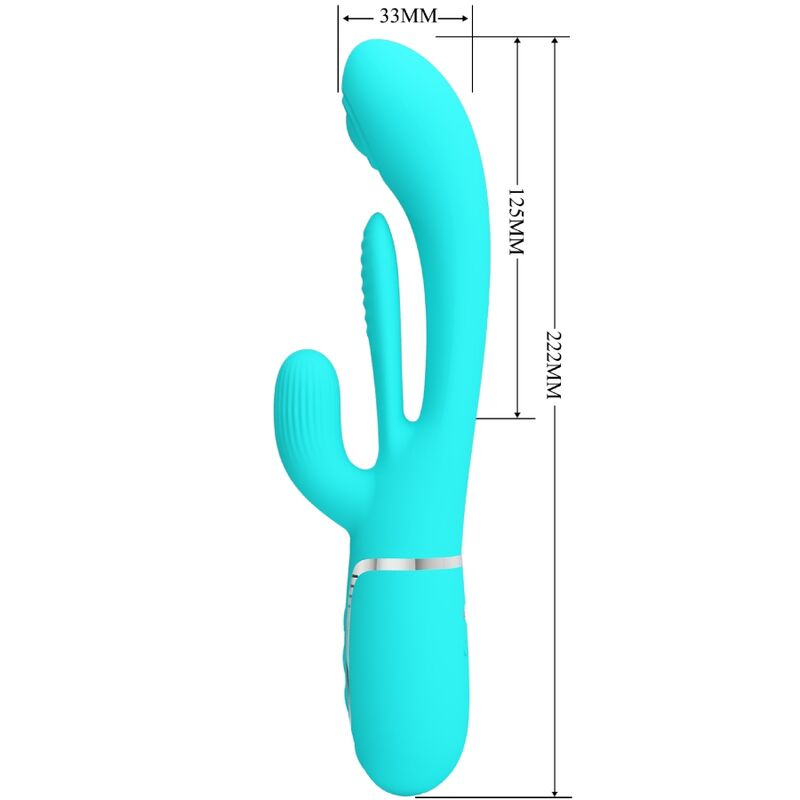PRETTY LOVE - Shania Triple Rabbit Multifunction Vibrator 3 In 1 Blauw