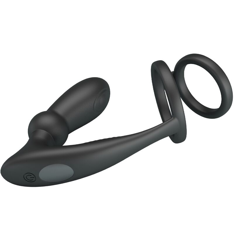 PRETTY LOVE - Emoni Penis Ring + Anal Plug 12 Vibrations Black