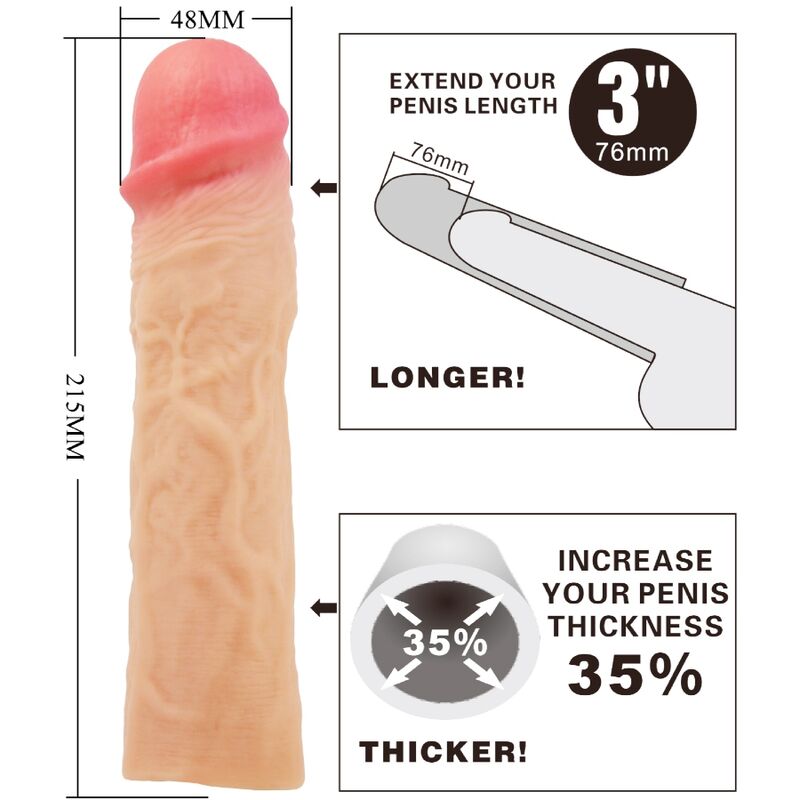 PRETTY LOVE - Derek Penis Sleeve With 7.6 Cm Extension Flesh