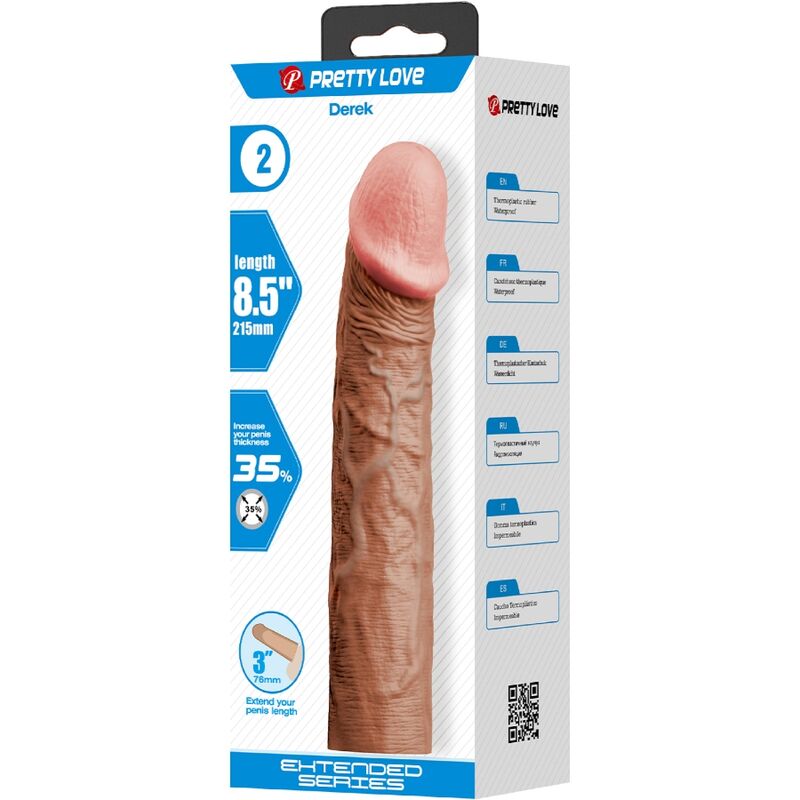 PRETTY LOVE - Derek Penis Sleeve With 7.6 Cm Extension Mulatto