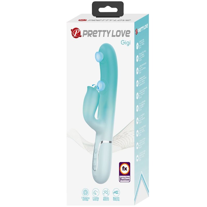 PRETTY LOVE - Gigi Multifunction Rabbit Vibrator Aqua Green