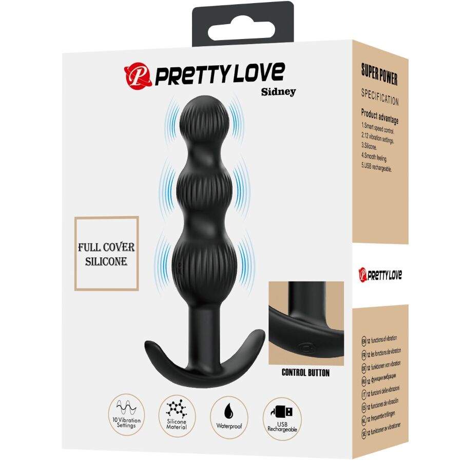 PRETTY LOVE - Sidney Anal Vibrator 10 Vibrations Black
