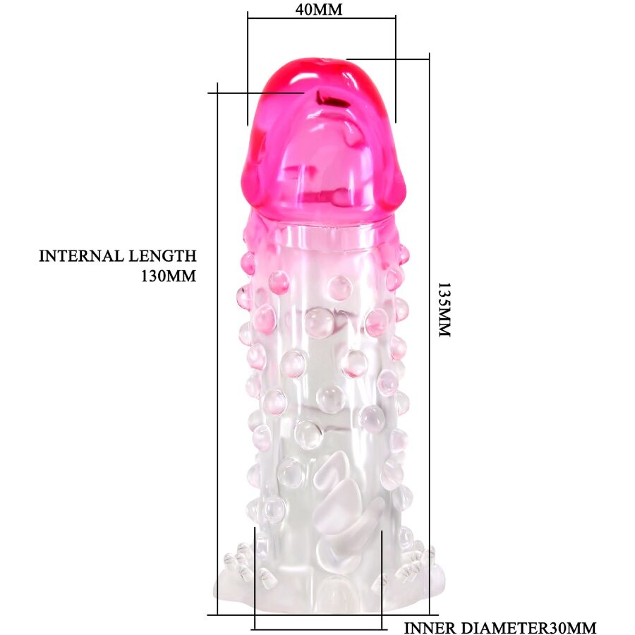 PRETTY LOVE - Wilford Realistic Enlargement Sheath With Embossed Penis Pink