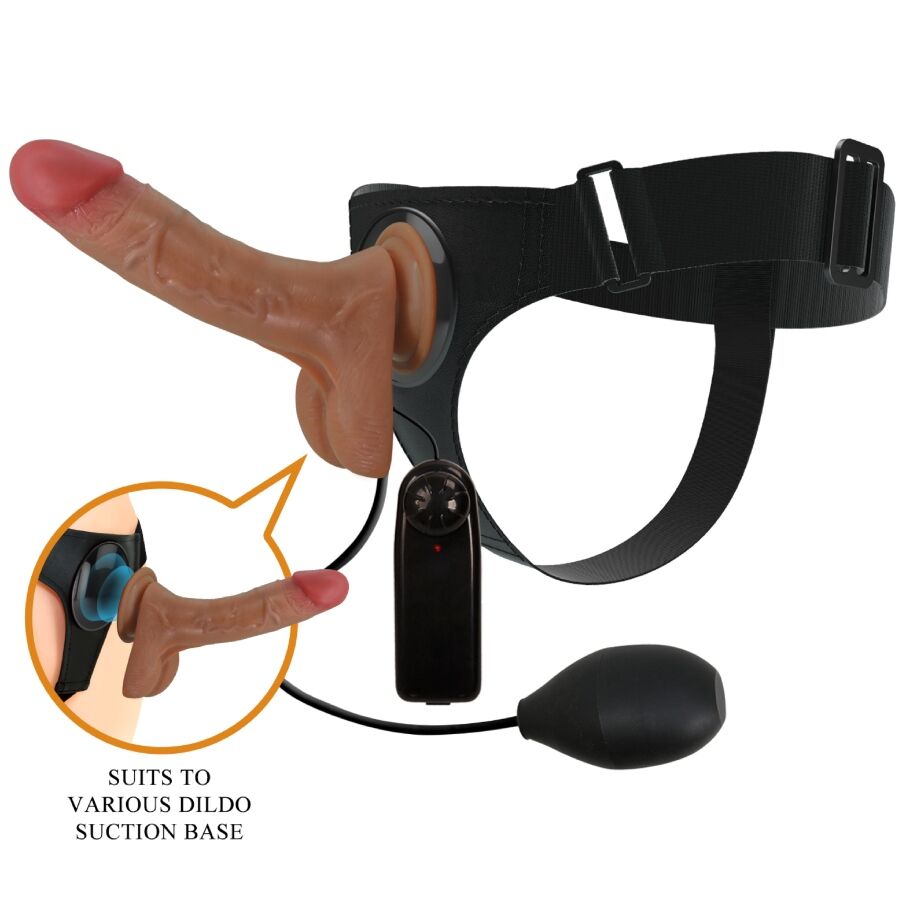 PRETTY LOVE - Universal Harness Briefs With Vibrating And Squirting Dildo 15.5 Cm Mulato