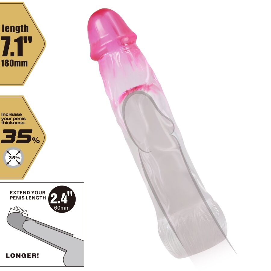 PRETTY LOVE - Neron Realistic 6 Cm Enlargement Sheath For  Penis Roze