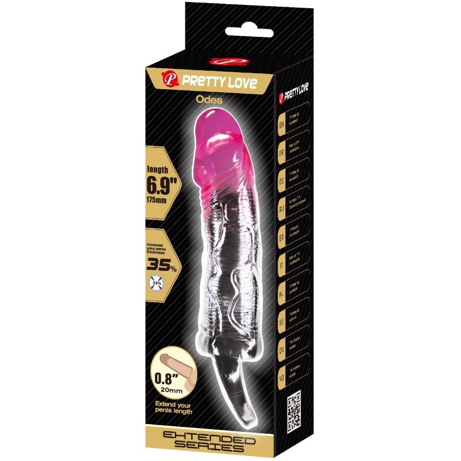 PRETTY LOVE - Odes Realistic 2 Cm Enlargement Sheath For Penis Pink