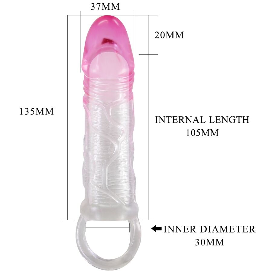 PRETTY LOVE - Odes Realistic 2 Cm Enlargement Sheath For Penis Pink