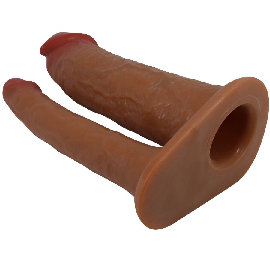 PRETTY LOVE - Yairon Double Penis Sleeve With 4 Cm Extension Mulatto