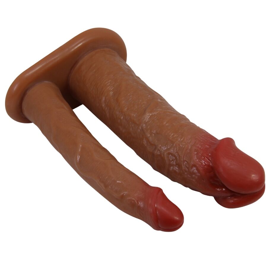 PRETTY LOVE - Yairon Double Penis Sleeve With 4 Cm Extension Mulatto