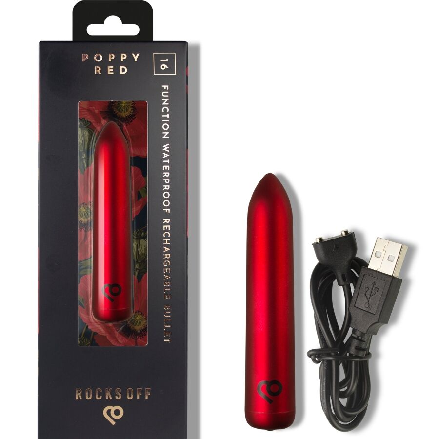 Rocks-Off - Oplaadbare Vibrerende Kogel Poppy Red