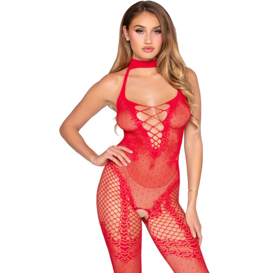 Leg Avenue - 89336 Crotchless Bodystocking Rood - One Size