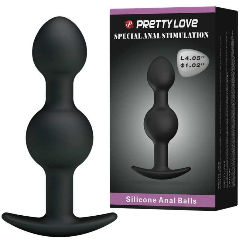 PRETTY LOVE - Special Stimulation Silicone Anal Balls 10.3 Cm Black