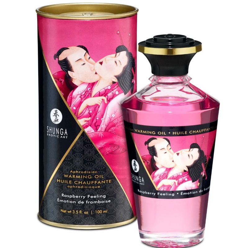 SHUNGA - Heat Effect Massage Oil Intense Raspberry Flavor 100 Ml